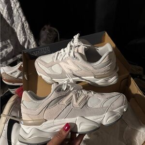 New Balance Women's White and Cream Sneakers